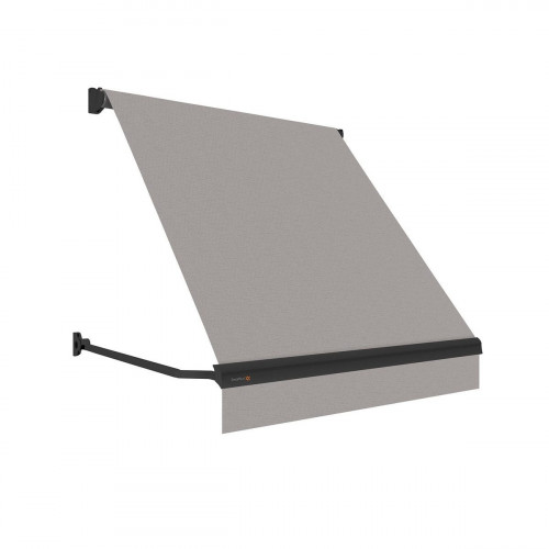Toldo brazo punto recto 2.5x2.4m para ventana kenia estructura gris motorizado con mando tela acrílica gris