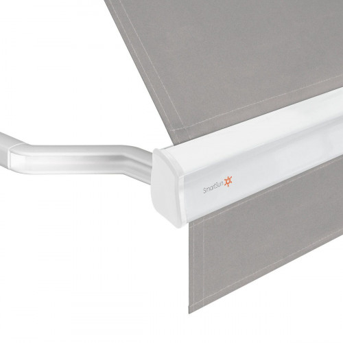 Toldo brazo punto recto 2x2m para ventana kenia estructura blanca manual con manivela tela acrílica gris