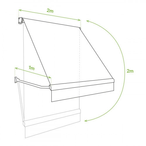 Toldo brazo punto recto 2x2m para ventana kenia estructura blanca manual con manivela tela acrílica beige