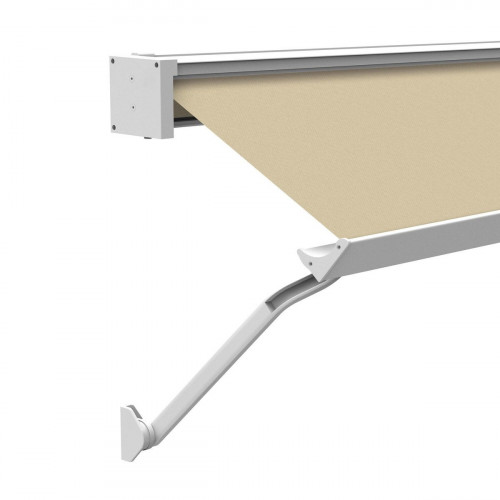 Toldo brazo punto recto 2x2m para ventana Sabana cofre blanco manual con manivela tela acrílica beige
