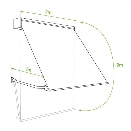 Toldo brazo punto recto 2x2m para ventana Sabana cofre blanco manual con manivela tela acrílica beige