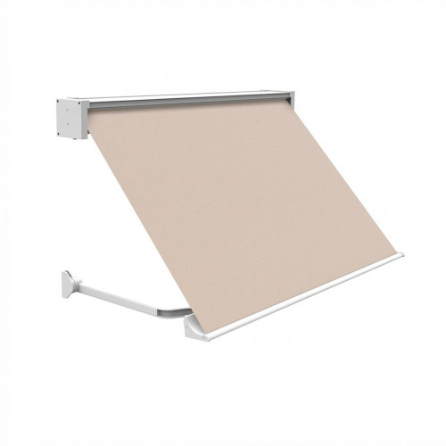 Toldo brazo punto recto 2x2m para ventana Sabana cofre blanco motorizado con mando tela acrílica crudo