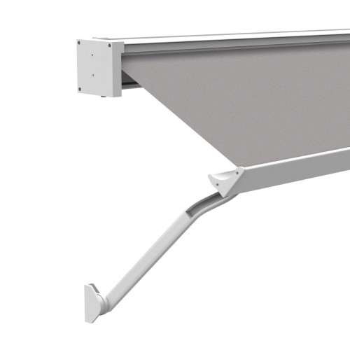 Toldo brazo punto recto 2x2m para ventana Sabana cofre blanco motorizado con mando tela acrílica gris