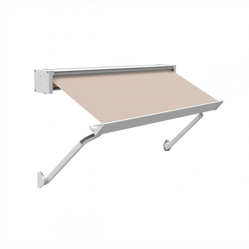 Toldo brazo punto recto 2x2m para ventana Sabana cofre blanco motorizado con mando tela acrílica crudo