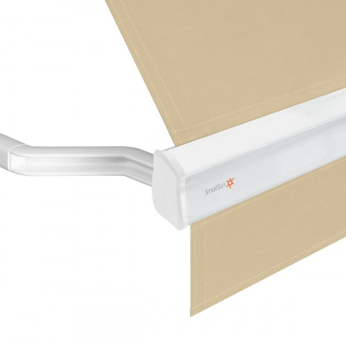 Toldo brazo punto recto 3x2.4m para ventana kenia estructura blanca manual con manivela tela acrílica beige