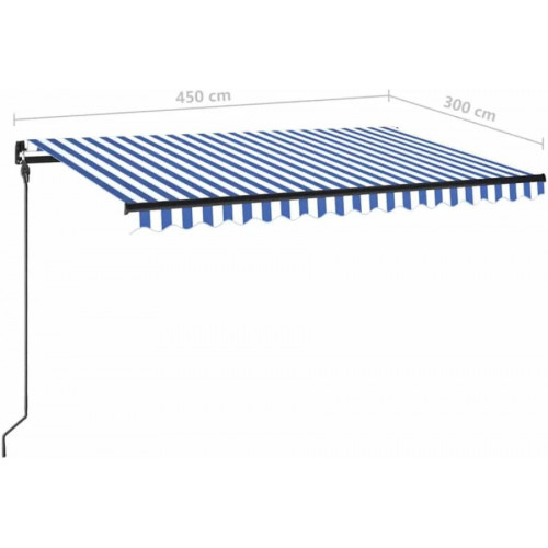 Toldo retráctil manual con led azul y blanco 450x300 cm - COMFORTXL