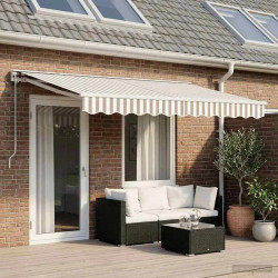 Toldo Retráctil Manual Gris Claro Y Blanco. 4,5 X 3,5 M Vidaxl