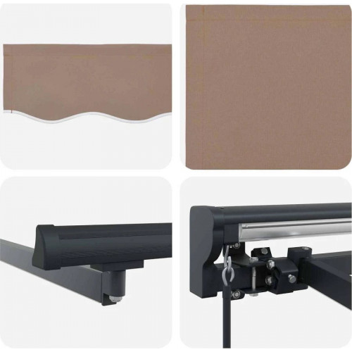Toldo Retráctil Manual Gris Claro Y Blanco. 4,5 X 3,5 M Vidaxl