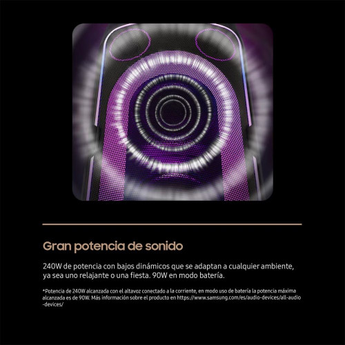 Torre de Sonido Samsung MX-ST50F/ZF, 2.0 con 4 altavoces, 240W, Modo Karaoke, Efectos DJ, Bass Booster, Bluetooth 5.4, USB music playback Negro titanium