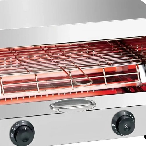 Tostadora industrial eléctrica inox 1 piso para hostelería. horno tostador de pan profesional para bar y restaurante