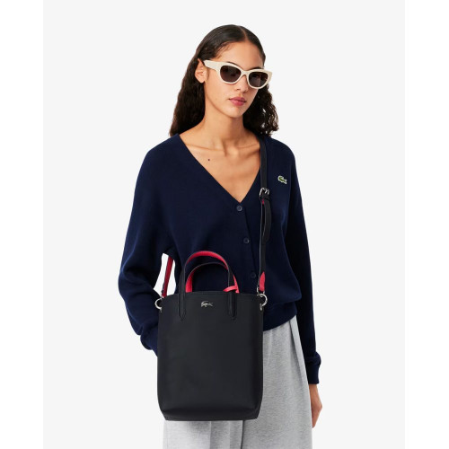 Tote reversible en burdeos y topo con logotipo plateado Azul marino