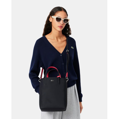 Tote reversible en burdeos y topo con logotipo plateado Azul marino