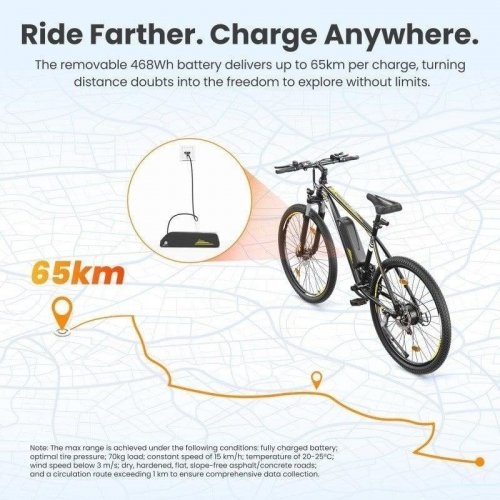 Touroll U1 26 Bicicleta Eléctrica 250W 45Nm Batería 468Wh 65 km 21 Velocidades Shimano