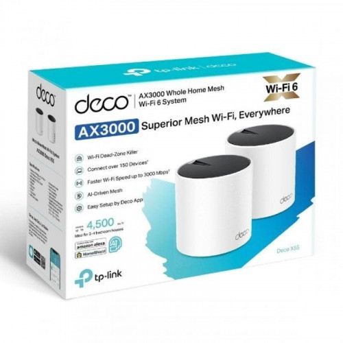 TP-Link Deco X55 Sistema Mesh WiFi 6 Doble Banda AX3000 Kit 2 Unidades