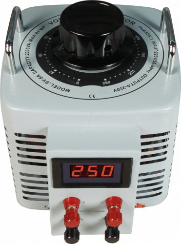 Transformador toroidal variable, 0-250 V, 8 A, 2000 W, digital