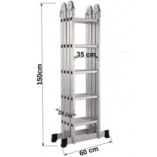 TREPPE Escalera Articulada Plegable Multifunción Aluminio 4x5 Escalones 5,82m