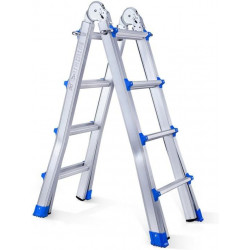 TREPPE Escalera Articulada Plegable Telescópica Multifunción Aluminio 4x4 Escalones 3,98m
