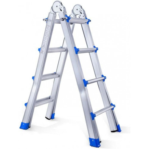 TREPPE Escalera Articulada Plegable Telescópica Multifunción Aluminio 4x4 Escalones 3,98m