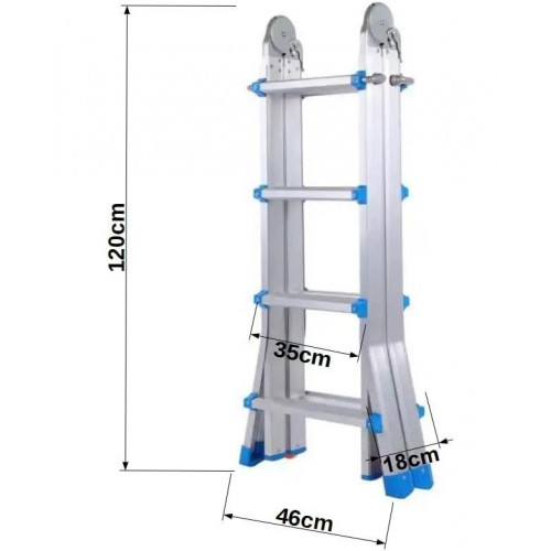 TREPPE Escalera Articulada Plegable Telescópica Multifunción Aluminio 4x4 Escalones 3,98m