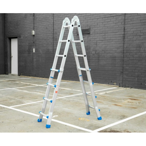 TREPPE Escalera Articulada Plegable Telescópica Multifunción Aluminio 4x4 Escalones 3,98m