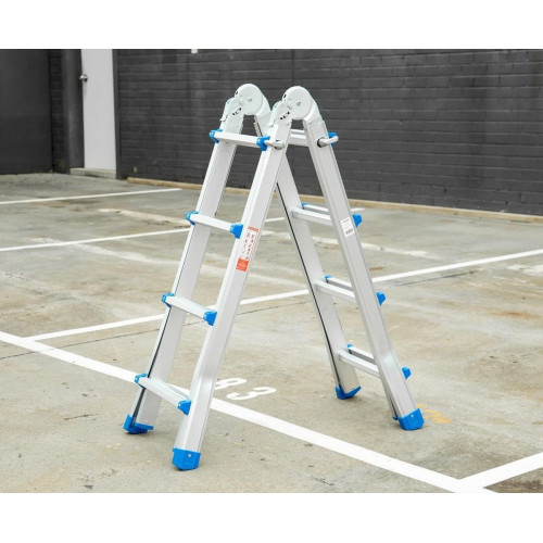 TREPPE Escalera Articulada Plegable Telescópica Multifunción Aluminio 4x4 Escalones 3,98m
