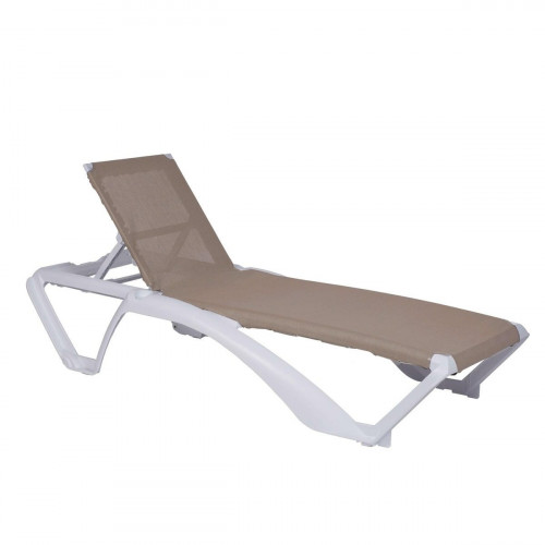 Tumbona de jardín Acqua de resina inyectada blanco, beige 73x35x190 cm