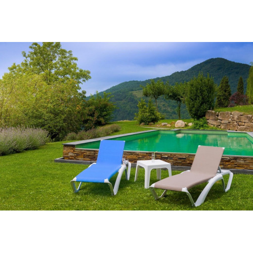 Tumbona de jardín Acqua de resina inyectada blanco, beige 73x35x190 cm