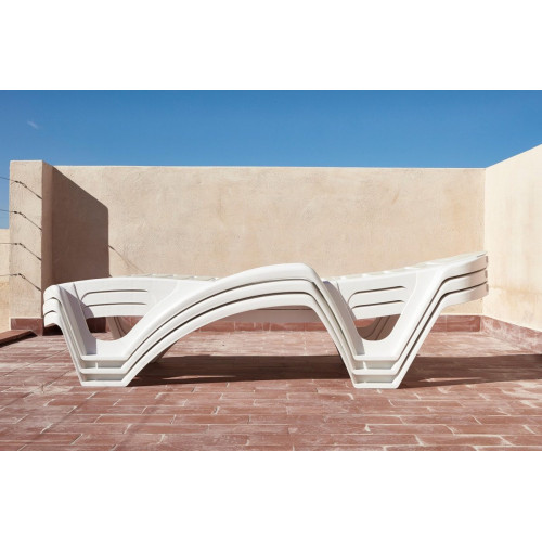 Tumbona de jardín apilable Garden de resina inyectada blanco 72x43x195 cm