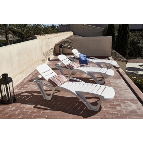 Tumbona de jardín apilable Garden de resina inyectada blanco 72x43x195 cm