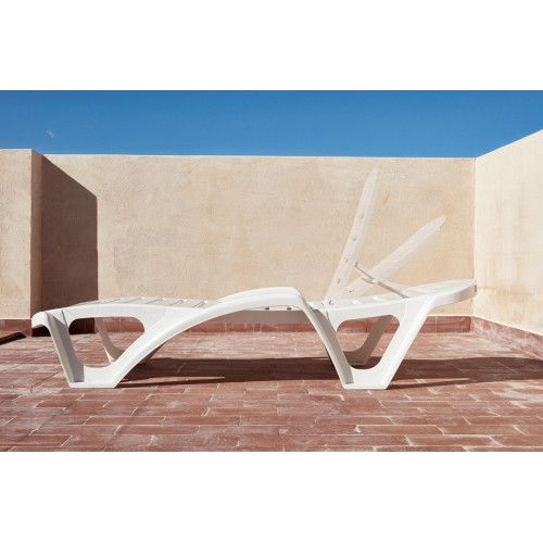 Tumbona de jardín apilable Garden de resina inyectada blanco 72x43x195 cm
