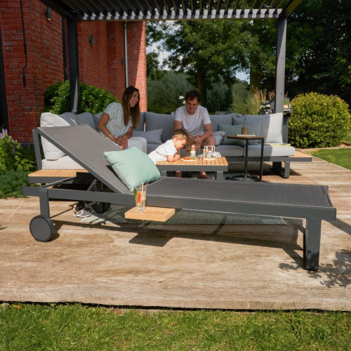 Tumbona sin cojín de jardín Persea de aluminio gris 78x35.2x196.5 cm