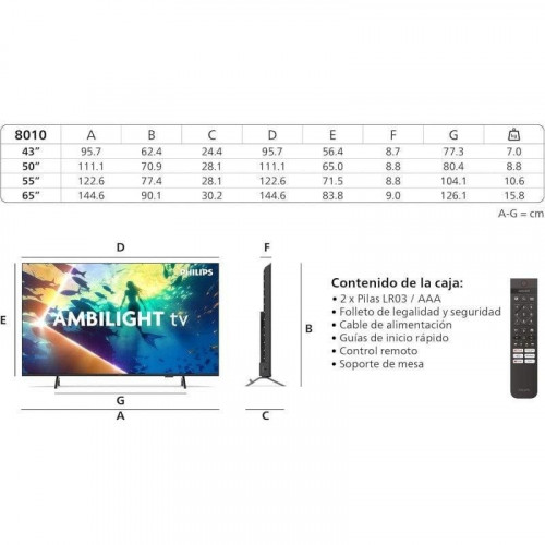 TV Philips LED Ambilight 55PUS8010 55