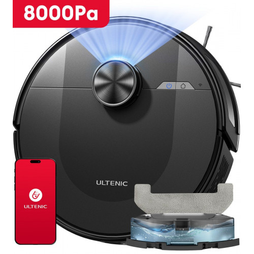 Ultenic DL10 Robot Aspirador y Fregasuelos con Navegación Láser, 8000Pa, 200Min, Robot Limpieza con Mapeo, Auto Carpet Boost, DL10