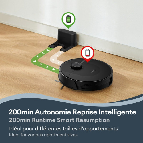 Ultenic DL10 Robot Aspirador y Fregasuelos con Navegación Láser, 8000Pa, 200Min, Robot Limpieza con Mapeo, Auto Carpet Boost, DL10