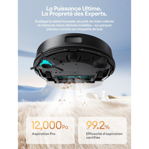 Ultenic TP20 Pro Robot Aspirador Autovaciado, Evitación Mejorada, Sistema Dual Láser (Frontal + LDS) Evita Cables, Bajos, 12KPa, 200m²