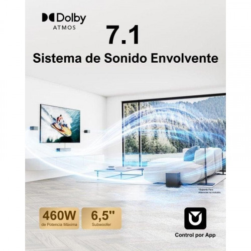 Ultimea Poseidon D80 Barra de Sonido 7.1 Canales Dolby Atmos con Subwoofer y 4 Altavoces con Cable