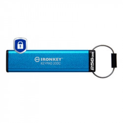 Unidad flash Kingston IronKey Keypad 200C 256GB USB-C cifrada IP68 Azul