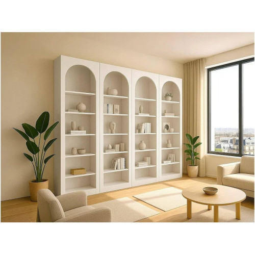 Unique Conjunto de 3 estanterías con 4 compartimentos y 2 puertas