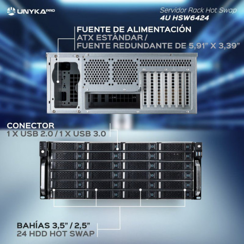 UNYKAch HSW6424 Servidor Rack 4U/24 Bahías