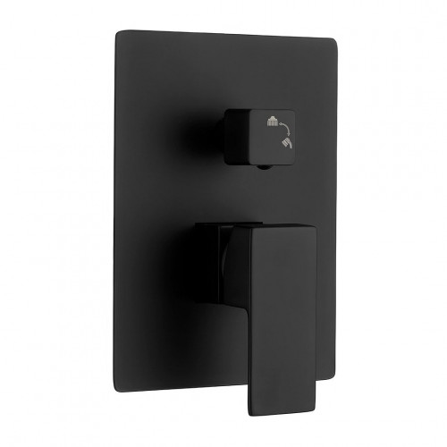 Valaz Ducha empotrada monomando a techo cuadrada negro mate - Serie Eresma - 30cm