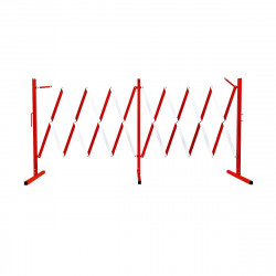 Valla de plástico extensible de acero color blanco / rojo hasta 4 metros