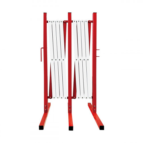 Valla de plástico extensible de acero color blanco / rojo hasta 4 metros
