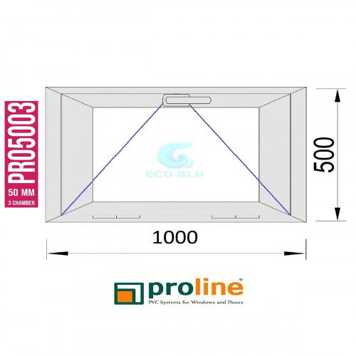 Ventana PVC 1000X500 Blanca Oscilante Vidrio Mate