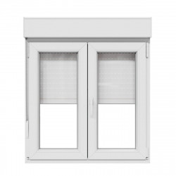 Ventana PVC 100x115cm oscilobatiente blanca doble acristalamiento transparente 4/16/4 bajo emisivo con persiana