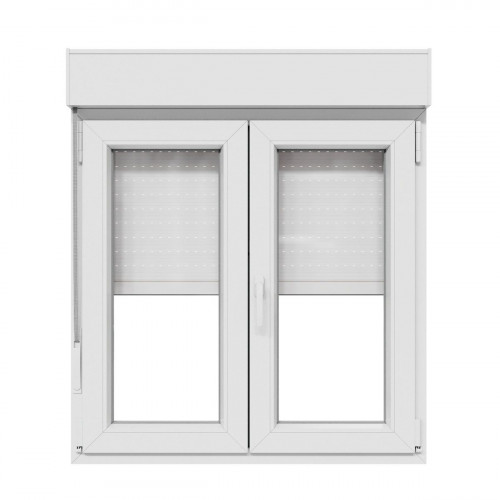 Ventana PVC 100x115cm oscilobatiente blanca doble acristalamiento transparente 4/16/4 bajo emisivo con persiana