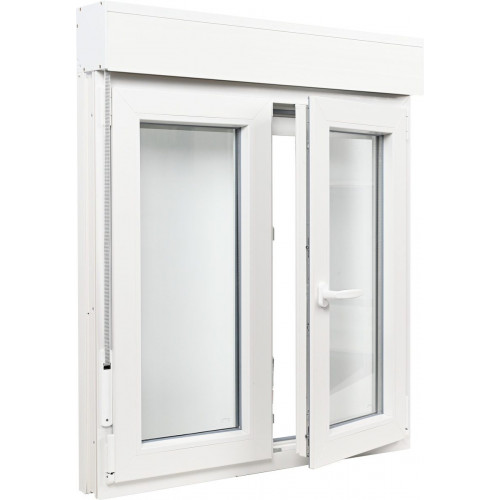 Ventana PVC 100x115cm oscilobatiente blanca doble acristalamiento transparente 4/16/4 bajo emisivo con persiana