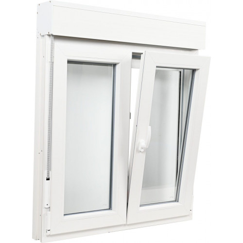 Ventana PVC 100x115cm oscilobatiente blanca doble acristalamiento transparente 4/16/4 bajo emisivo con persiana