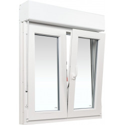 Ventana PVC 100x119cm oscilobatiente blanca Isoxa doble acristalamiento transparente 4/16/4 bajo emisivo con persiana