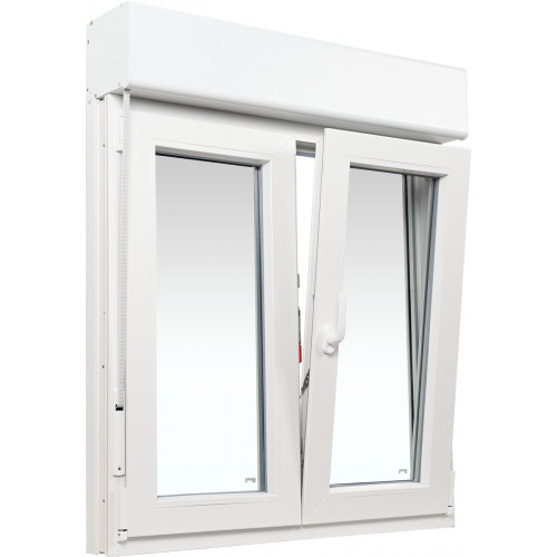 Ventana PVC 100x119cm oscilobatiente blanca Isoxa doble acristalamiento transparente 4/16/4 bajo emisivo con persiana