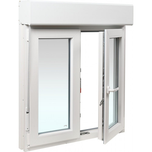 Ventana PVC 100x119cm oscilobatiente blanca Isoxa doble acristalamiento transparente 4/16/4 bajo emisivo con persiana